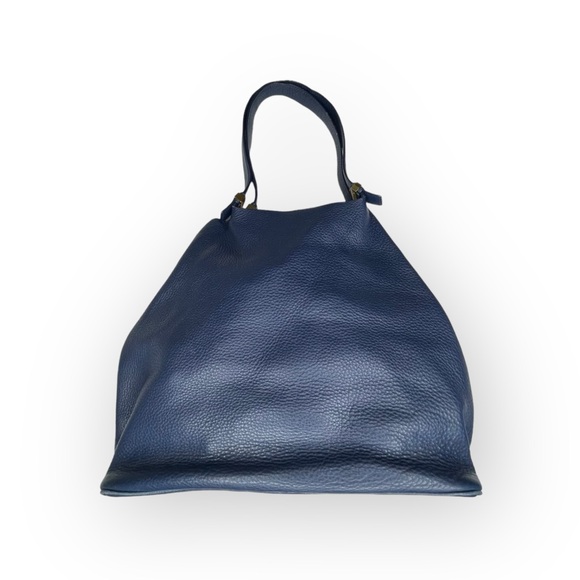 Michael Kors 𖦹 MK Perforated Logo Grab Bag Handbag 𖦹 Navy Pebbled Leather 𖦹 - Picture 7 of 17